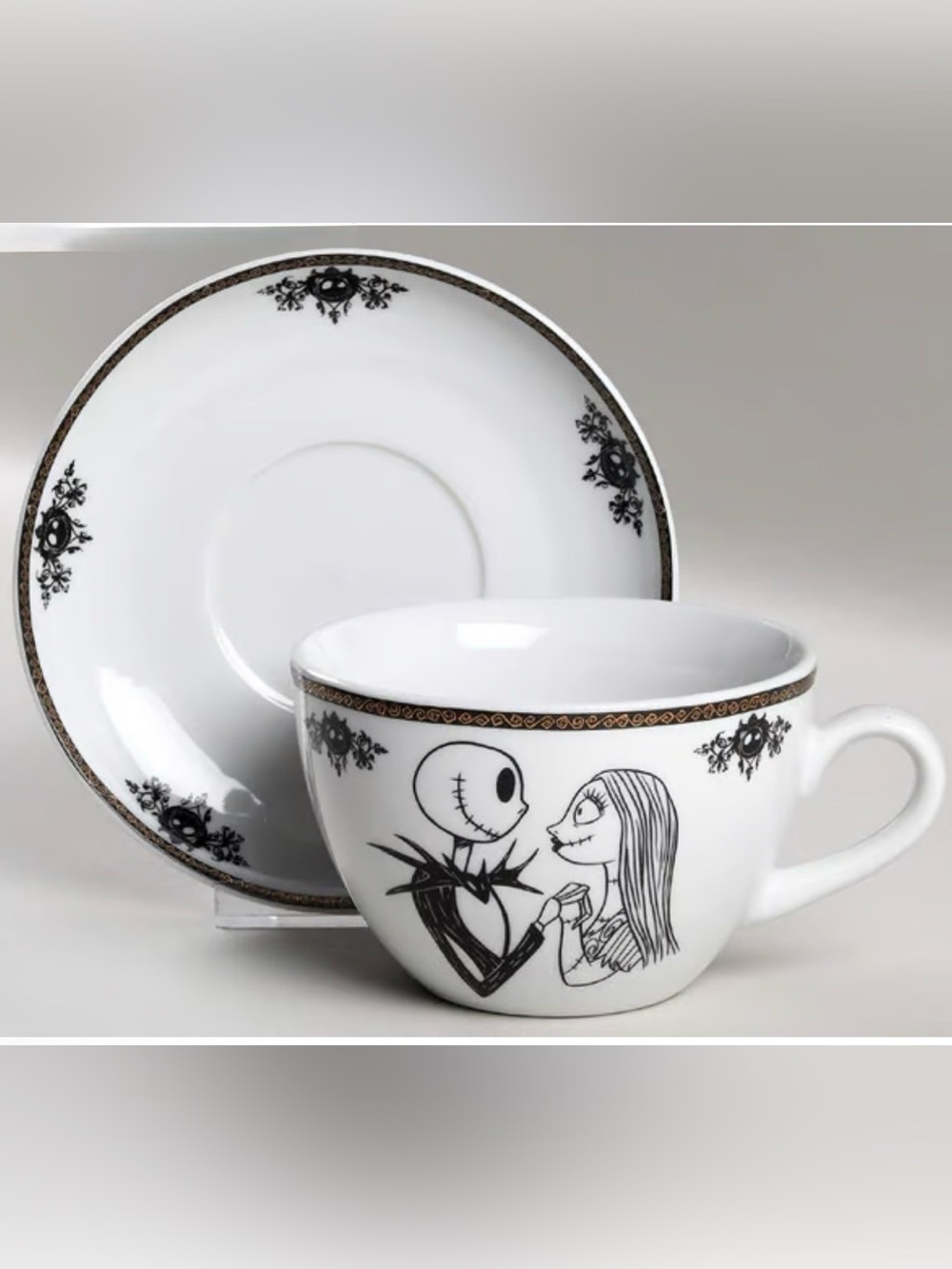 Disney The Nightmare Before Christmas Jack & Sally Teacup &  Saucer 13oz